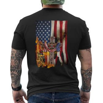 Patriot Day September 11 Firefighter God Bless Usa - Black Mug Mens Back Print T-shirt - Monsterry