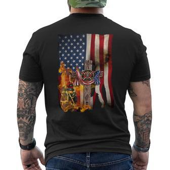 Patriot Day September 11 Firefighter God Bless Usa - Mens Standard Mens Back Print T-shirt - Monsterry AU