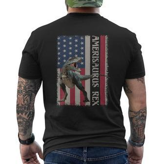 Patriotic 4Th Of July Funny American Flag Amerisaurus Rex Mens Back Print T-shirt - Monsterry CA