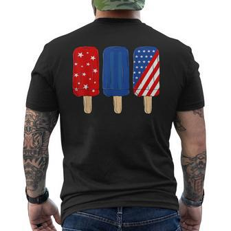 Patriotic 4Th Of July Popsicles Usa America Flag Summer Mens Back Print T-shirt - Monsterry