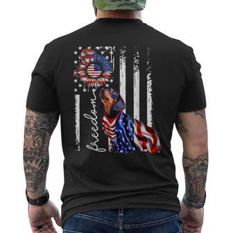 Patriotic 4Th Of July Weiner Dachshund Dog Freedom Mens Back Print T-shirt | Mazezy