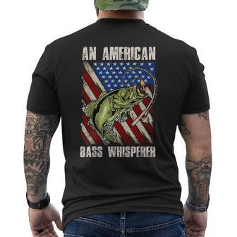 Patriotic Anglers American Bass Whisperer Fisherman Mens Back Print T-shirt | Mazezy