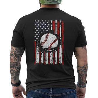 Patriotic Baseball 4Th Of July Usa American Flag Men Boy Kid Men's Crewneck Short Sleeve Back Print T-shirt - Monsterry