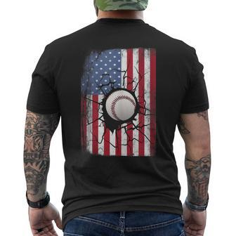 Patriotic Baseball July 4Th Men American Flag Usa Boys Mens Back Print T-shirt | Mazezy