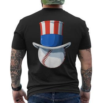 Patriotic Baseball Uncle Sam Baseball American Flag 4Th July Mens Back Print T-shirt | Mazezy