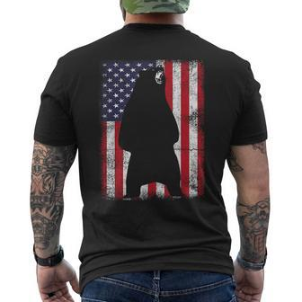 Patriotic Black Bear American Flag Usa 4Th Of July Mens Back Print T-shirt | Mazezy