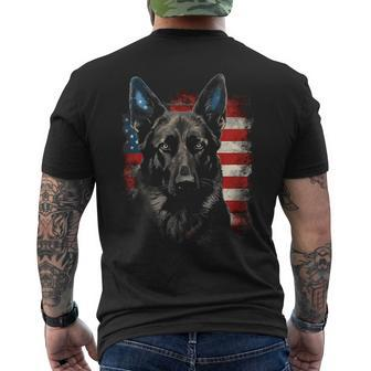 Patriotic Black German Shepherd American Flag Dog Gifts Mens Back Print T-shirt - Seseable