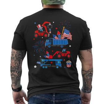 Patriotic Construction Excavator 4Th Of July Boy Kid Toddler Mens Back Print T-shirt | Mazezy