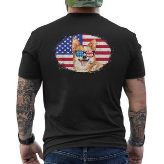 Patriotic Corgi Dog 4Th Of July Sunglasses Usa Grunge Flag Mens Back Print T-shirt | Mazezy