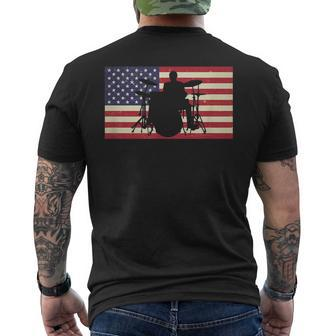 Patriotic Drummer Usa Proud American Flag 4Th Of July Cool Mens Back Print T-shirt | Mazezy