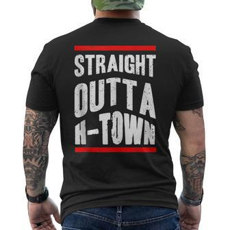 Patriotic H-Town Houston Pride Novelty Hometown Souvenir Mens Back Print T-shirt | Mazezy