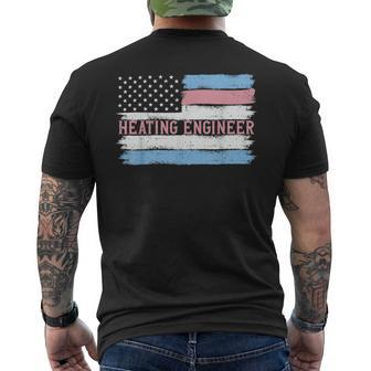 Patriotic Heating Engineer Usa Flag Mens Back Print T-shirt | Mazezy