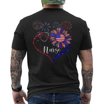 Patriotic Nurse 4Th Of July American Flag Sunflower Love Mens Back Print T-shirt - Monsterry AU