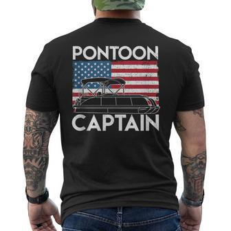 Patriotic Pontoon Captain Us American Flag Funny Boat Owner Mens Back Print T-shirt - Seseable