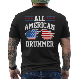 Patriotic Proud All American Drummer Usa Flag 4Th Of July Mens Back Print T-shirt | Mazezy