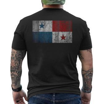 Patriotic Retro Flag Of Panama Distressed Men's T-shirt Back Print | Mazezy