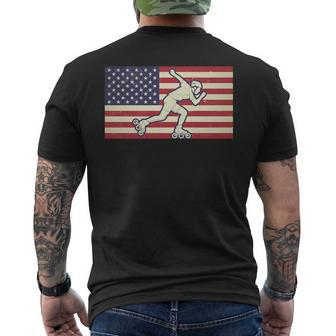 Patriotic Roller Skating 4Th Of July American Flag Patriotic Funny Gifts Mens Back Print T-shirt | Mazezy
