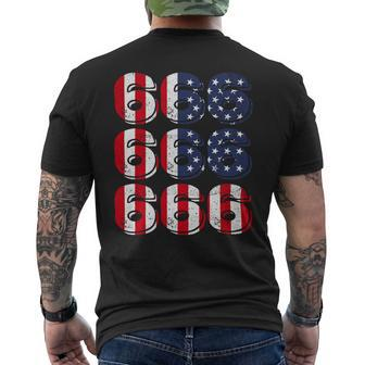 Patriotic Satan American Flag Occult Pentagram Baphomet 666 Mens Back Print T-shirt - Monsterry