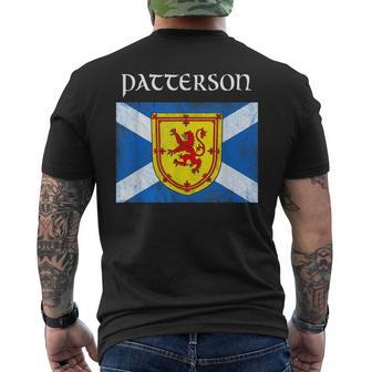 Patterson Scottish Clan Name Gift Scotland Flag Festival Mens Back Print T-shirt | Mazezy