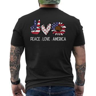 Peace Love America Us Flag 4Th Of July Independence Day Mens Back Print T-shirt | Mazezy
