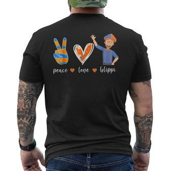 Peace Love Blippis Funny Lover For Men Woman Kids Mens Back Print T-shirt | Mazezy