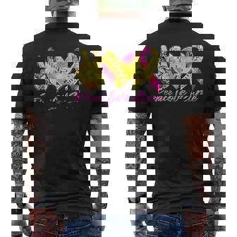 Peace Love Cure Pink Ribbon Softball Breast Cancer Awareness Men's T-shirt Back Print | Seseable CA