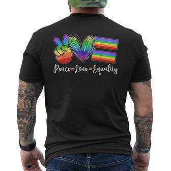 Peace Love Equality Lesbian Gay Lgbt Pride Month Couple Mens Back Print T-shirt | Mazezy