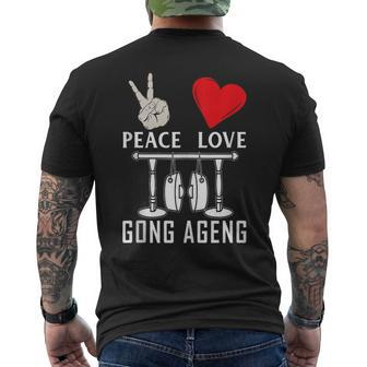 Peace Love Gong Ageng Indonesian Instrument Music Men's T-shirt Back Print | Mazezy CA