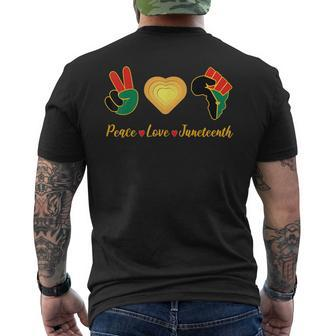Peace Love Junenth Pride Black Girl And King Pride Month Funny Designs Funny Gifts Mens Back Print T-shirt | Mazezy