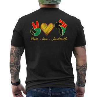 Peace Love Junenth Pride Black Girl Black Queen & King Pride Month Funny Designs Funny Gifts Mens Back Print T-shirt | Mazezy