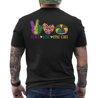 Peace Love King Cake Funny Mardi Gras Festival Party King Funny Gifts Mens Back Print T-shirt | Mazezy