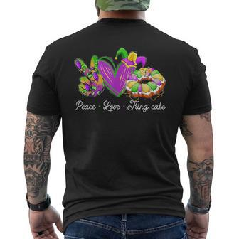 Peace Love King Cake Funny Mardi Gras Party Carnival Gift King Funny Gifts Mens Back Print T-shirt | Mazezy