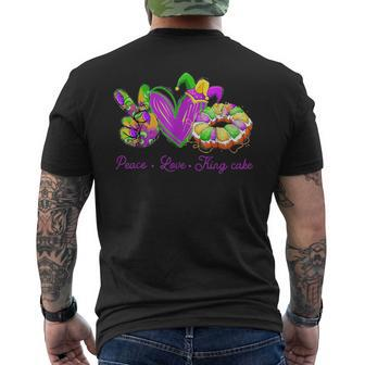 Peace Love King Cake Funny Mardi Gras Party Carnival Gifts King Funny Gifts Mens Back Print T-shirt | Mazezy