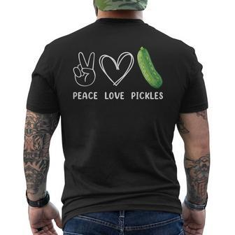 Peace Love Pickles Retro Pickles Lover Food Lover Men's T-shirt Back Print - Seseable