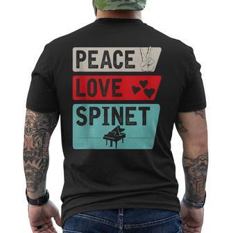 Peace Love Spinet Musical Instrument Spinet Harpsichord Men's T-shirt Back Print | Mazezy