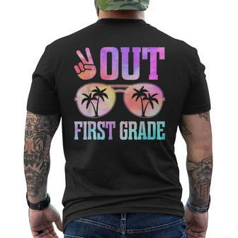 Peace Out First Grade Last Day Of School Graduation Gifts Mens Back Print T-shirt | Mazezy CA