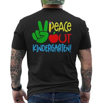 Peace Out Kindergarten Graduation Last Day Of School Boy Kid Mens Back Print T-shirt | Mazezy