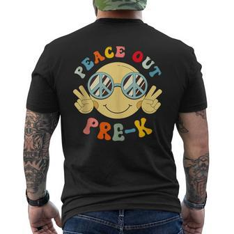Peace Out Prek Happy Last Day Of School Hello Summer Men's Back Print T-shirt | Mazezy