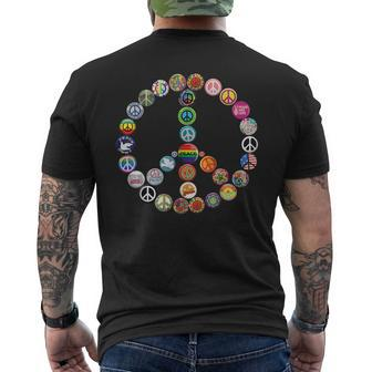 Peace Sign Buttons Vintage Hippie Retro Costume 60S 70S 70S Vintage Designs Funny Gifts Mens Back Print T-shirt | Mazezy