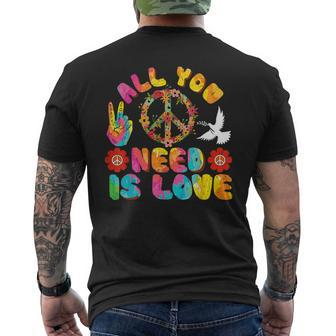 Peace Sign Love 60S 70S 80S Costume Hippie Retro Halloween Men's T-shirt Back Print | Mazezy UK