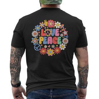 Peace Sign Love 60S 70S Love Peace Hippie Costume Men's Crewneck Short Sleeve Back Print T-shirt - Monsterry