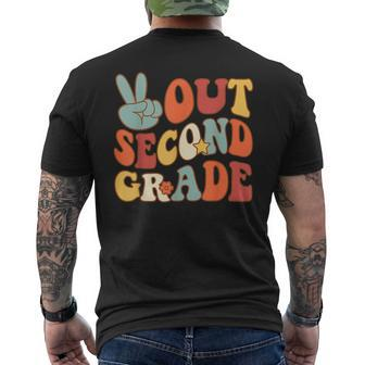 Peace Sign Out Second Grade Groovy 2Nd Last Days School Mens Back Print T-shirt | Mazezy