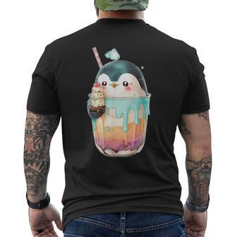Penguin Cute Boba Tea Milk Kawaii Penguin Animal Lover Mens Back Print T-shirt | Mazezy