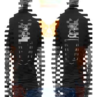Perfect Corgi In Pocket Lover Funny Meme Gift Mens Back Print T-shirt | Mazezy