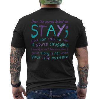 Person Behind Suicide Prevention Depression Awareness Back Men's T-shirt Back Print - Seseable