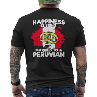 Peruvian Wedding Happiness Is Being Married To A Peruvian Men's T-shirt Back Print | Mazezy