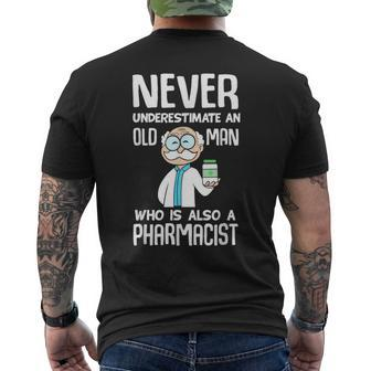 Pharmacist Never Underestimate An Old Man Men's T-shirt Back Print - Thegiftio UK