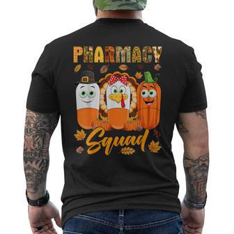 Pharmacy Squad Turkey Pumpkin Pilgrim Pills Thanksgiving Day Men's T-shirt Back Print - Seseable