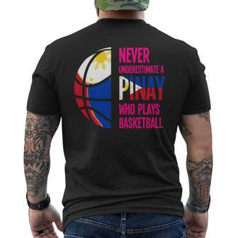 Philippines Filipina Basketball Never Underestimate Flag Mens Back Print T-shirt - Seseable