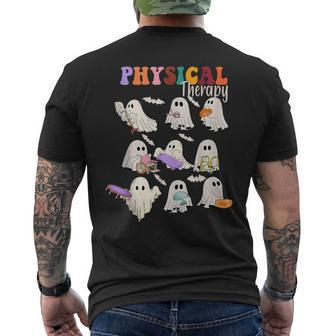 Physical Therapist Halloween Cute Ghost Physical Therapy Pt Men's T-shirt Back Print - Seseable